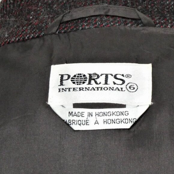 Vintage Ports International Pure New Wool Grey/ Burgundy Tweed Blazer Size S - Picture 9 of 12